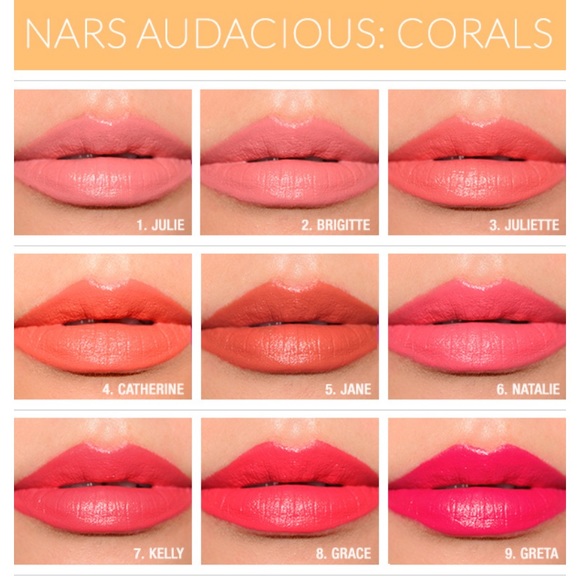 8 Shades! NARS Audacious Lipstick 💄 8x Sample Card! Rare Discontinued - Picture 10 of 16